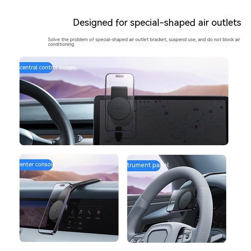 Magnetic Bendable Car Mobile Phone Holder Wireless Charger Phone Holder 15W Car Dash Mount Compatible With Phone