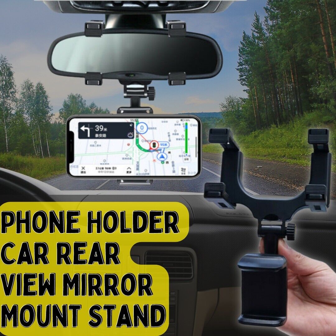 Universal 360 Rotation Car Rear View Mirror Mount Stand GPS Cell Phone Holder